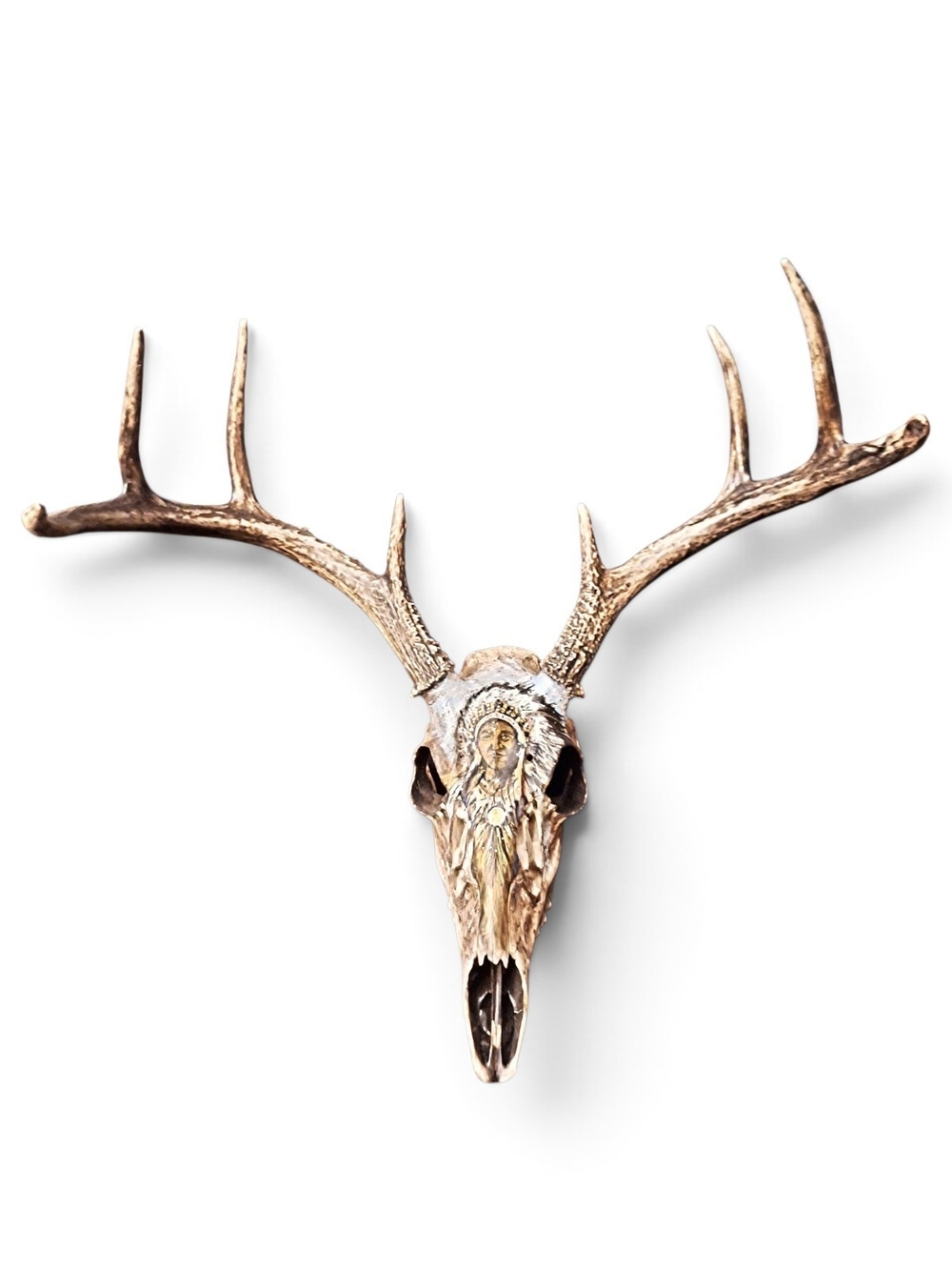 ✨️Real Buck Skull And Horns With A Native American Painting On It!
